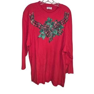 Denim Republic Large Red 100% Cotton Ribbed Christmas Holiday Sweater [0273]